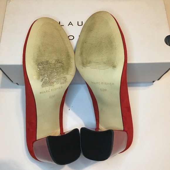Marc Fisher Real Red Suede Heels. - Picture 3 of 8